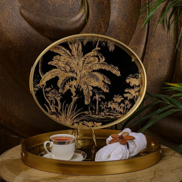 Palm Oval Serving Tray -  Set Of 2