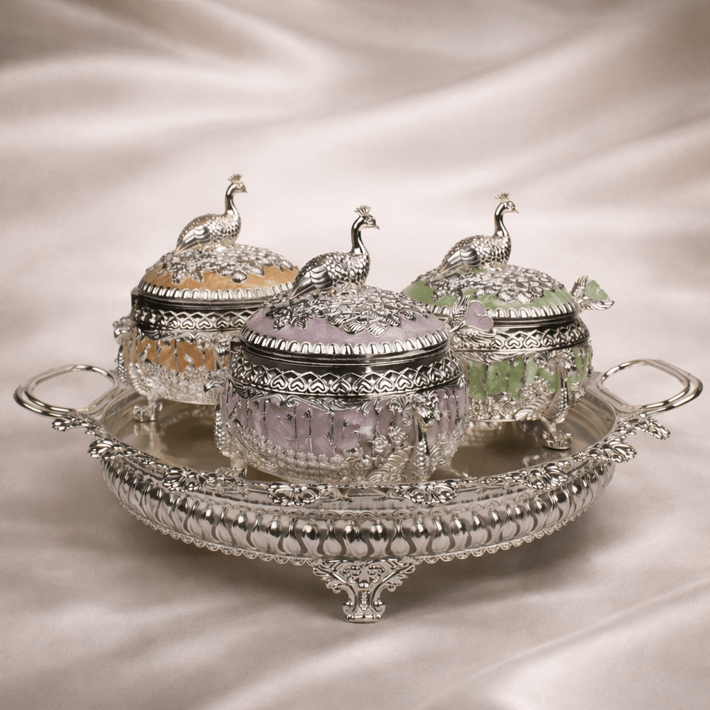 Peacock Jar Set with Serving Tray - Daamaira Home and Living Ltd