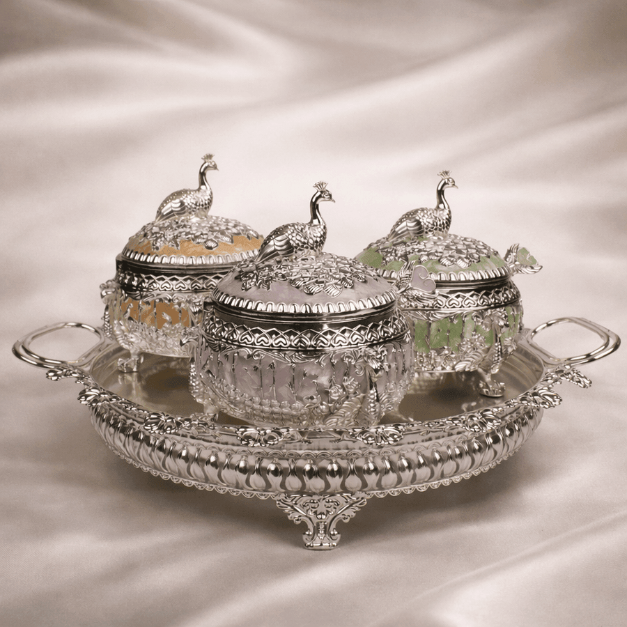 Peacock Jar Set with Serving Tray