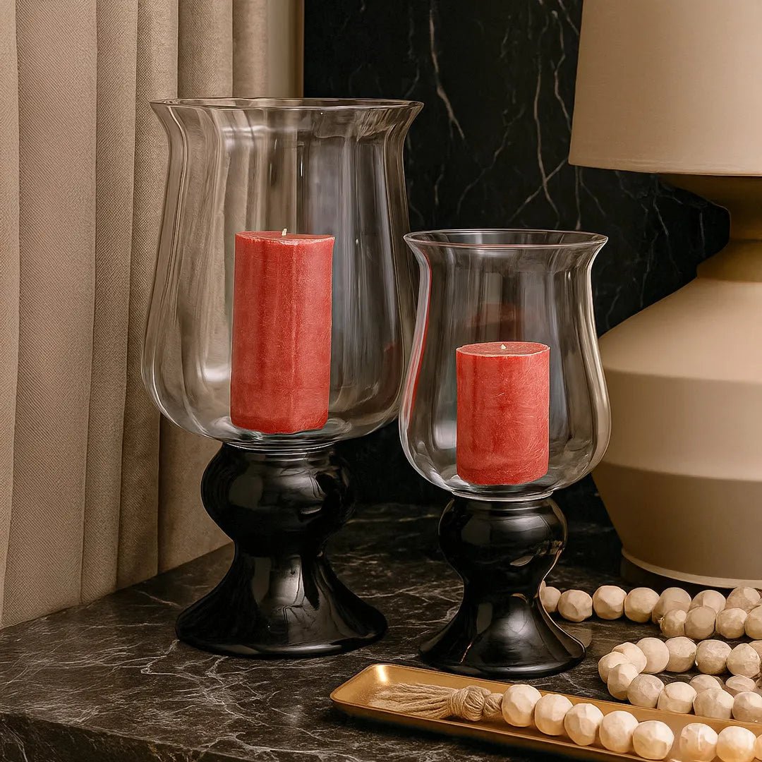 Vases Radiant Clear Vase With Black Base - Small - Daamaira Home and Living Ltd