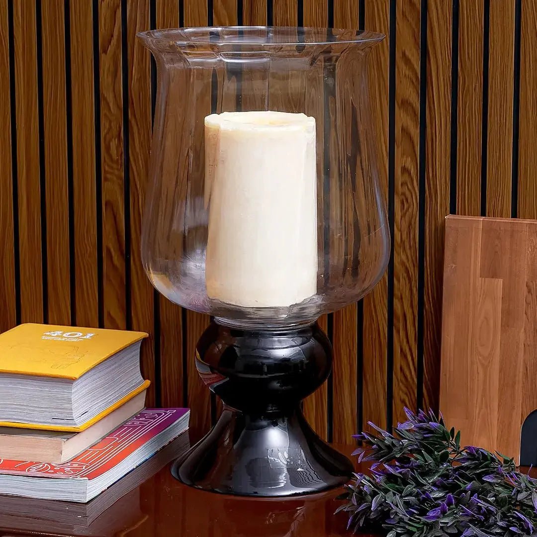 Vases Radiant Clear Vase With Black Base - Tall - Daamaira Home and Living Ltd