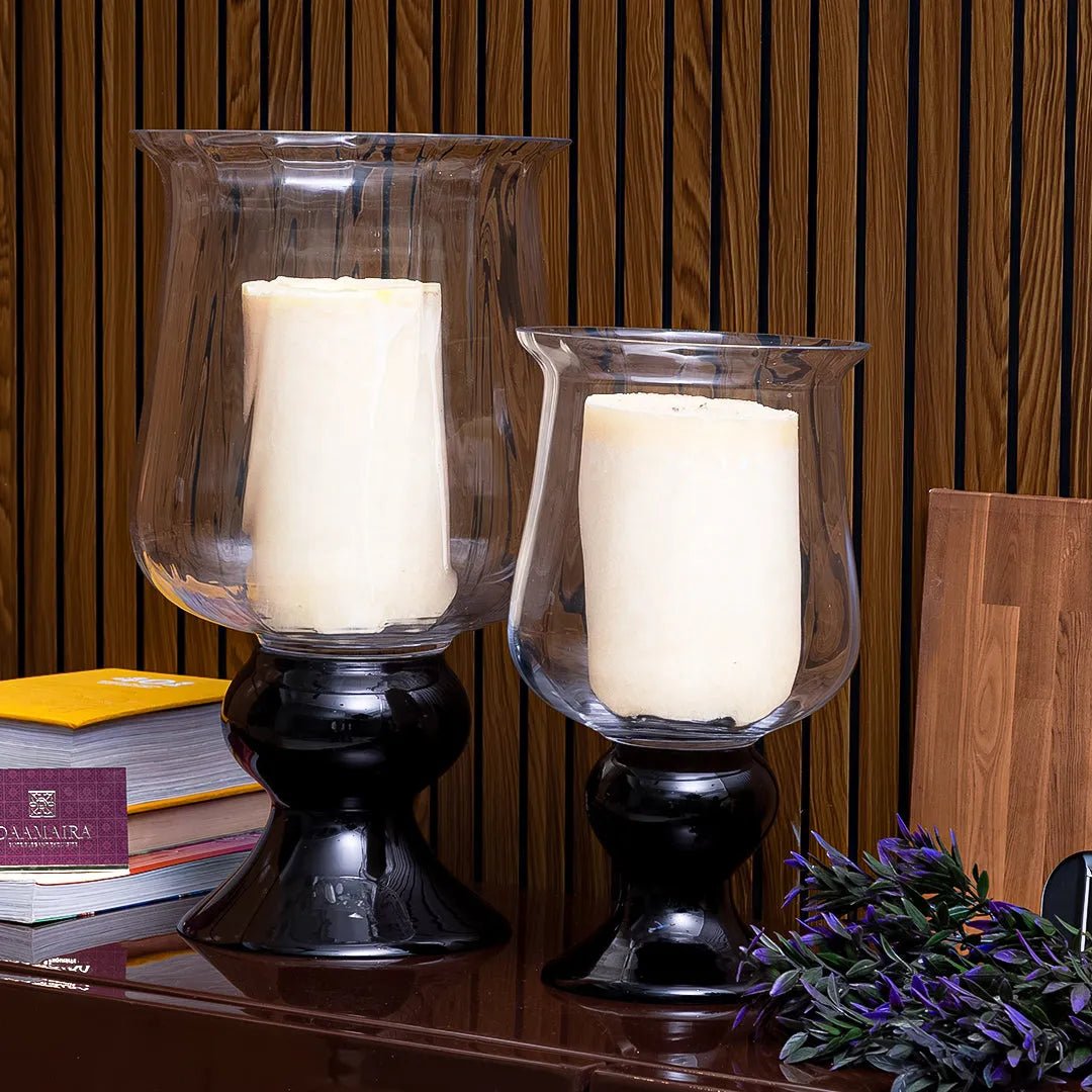 Vases Radiant Clear Vase With Black Base - Tall - Daamaira Home and Living Ltd