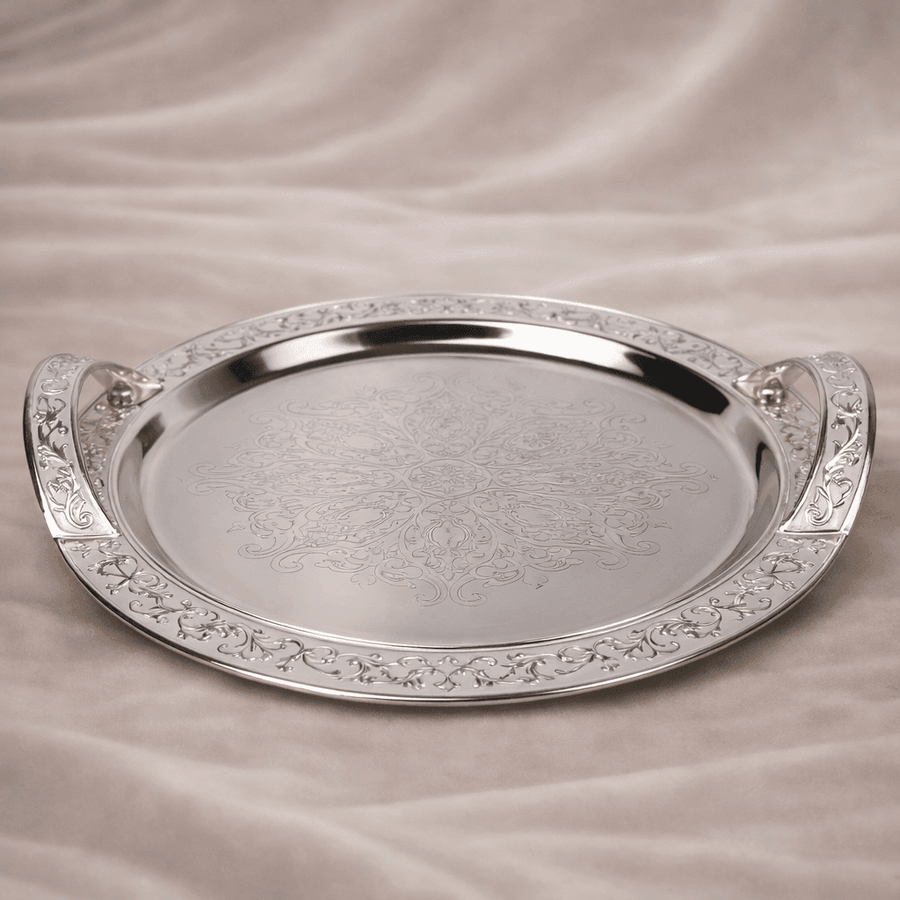 Round Serving Tray with Handle