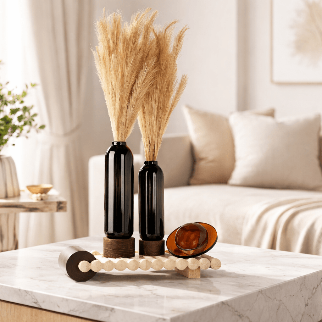 Saint Flower Vase With Wooden Base Tall