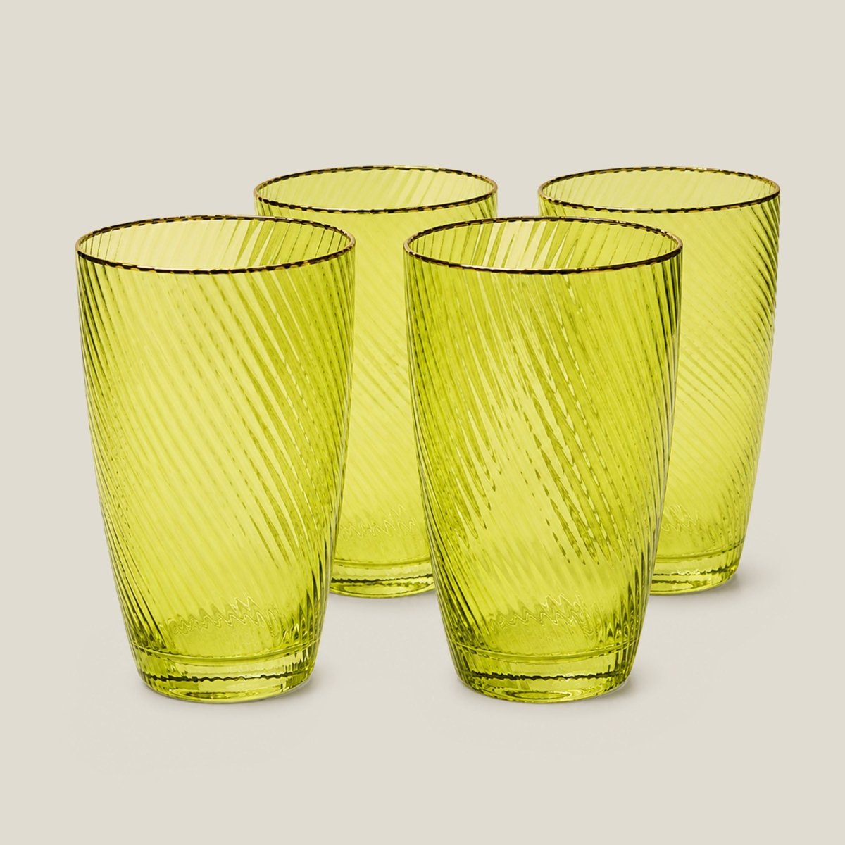 Drinking Glasses Shade Set Of 4 High Ball Glasses Green Hues - Daamaira Home and Living Ltd