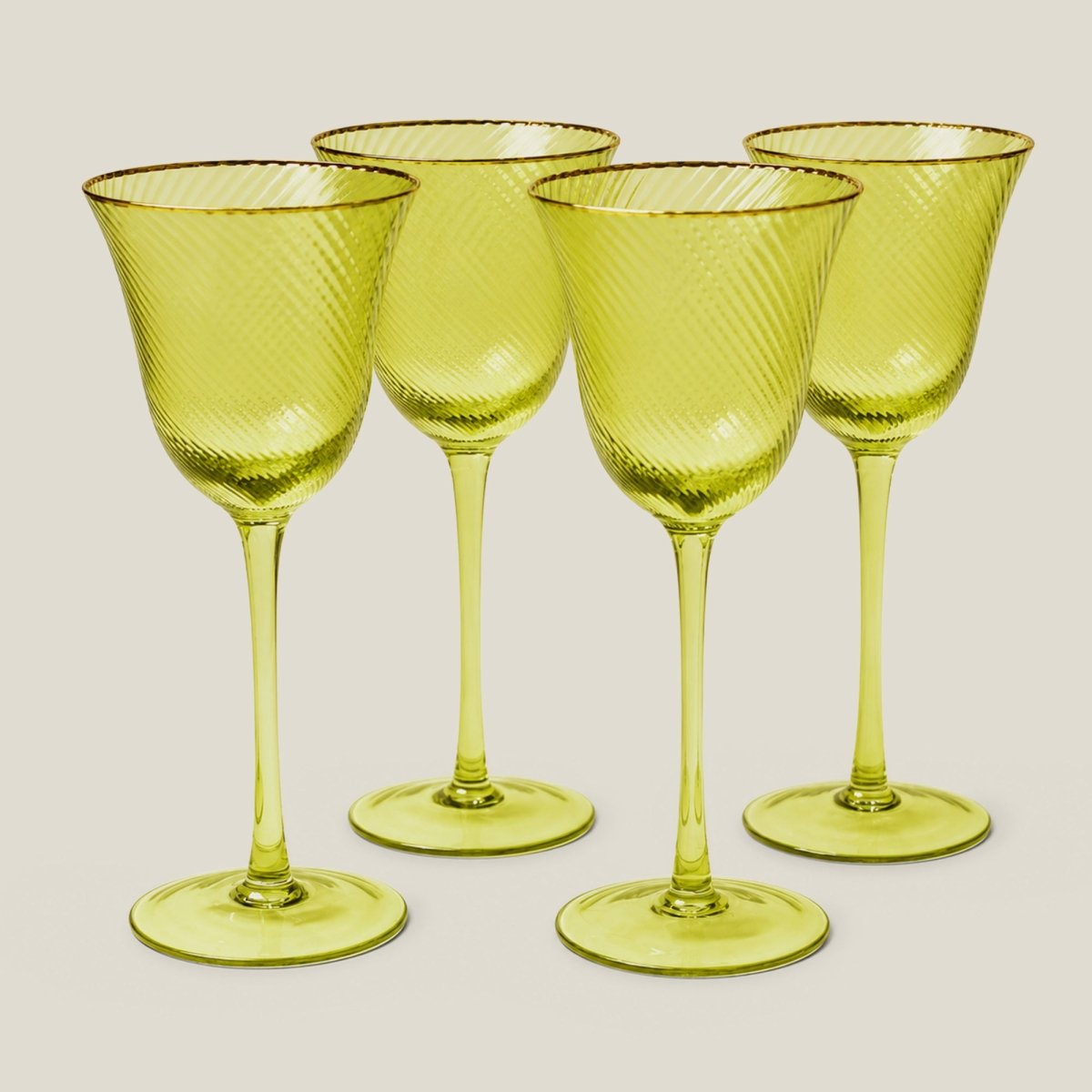 Drinking Glasses Shade Set Of 4 Wine Glasses Green Hues with Gift Box - Daamaira Home and Living Ltd