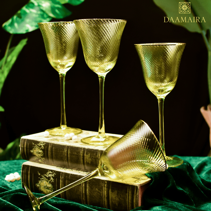 Shade Set Of 4 Wine Glasses Green Hues with Gift Box