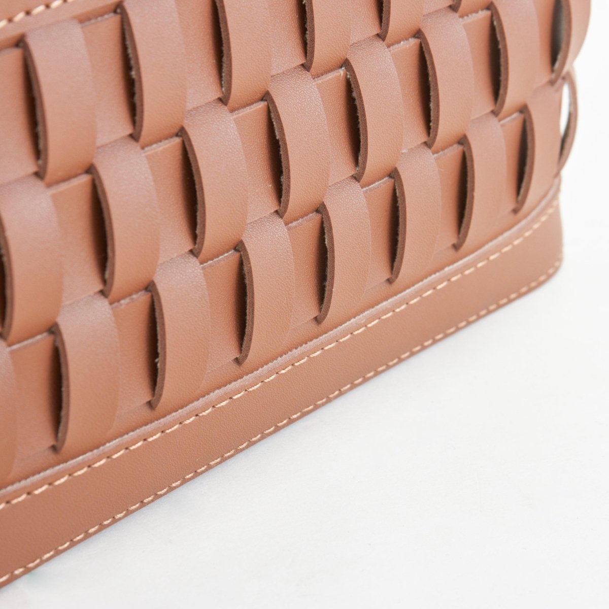 Wicker Storage Box Soiree Leather Basket - Brown - Daamaira Home and Living Ltd