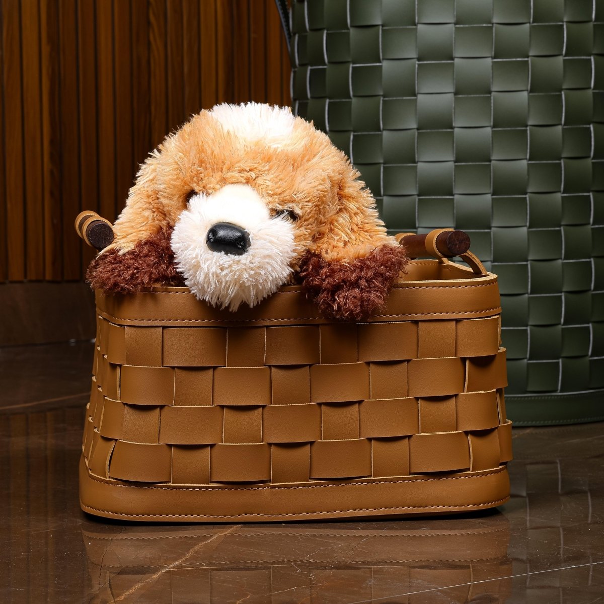 Wicker Storage Box Soiree Leather Basket - Brown Large - Daamaira Home and Living Ltd