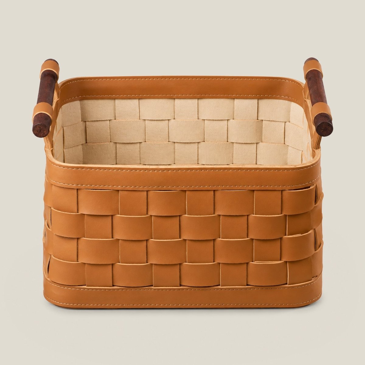 Wicker Storage Box Soiree Leather Basket - Brown Large - Daamaira Home and Living Ltd