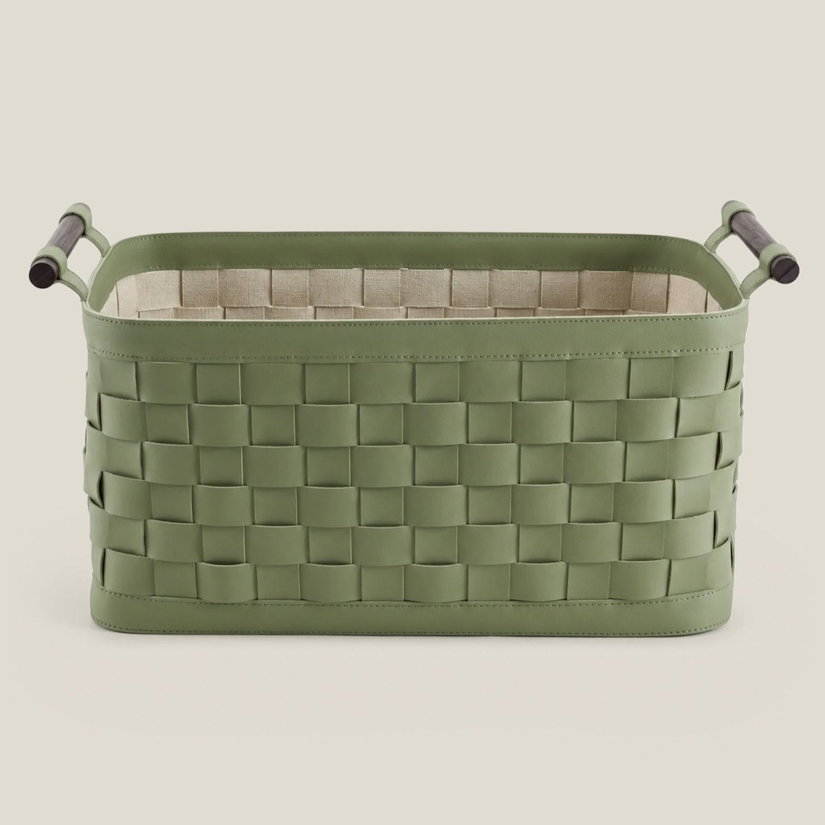 Wicker Storage Box Soiree Leather Basket - Green - Daamaira Home and Living Ltd