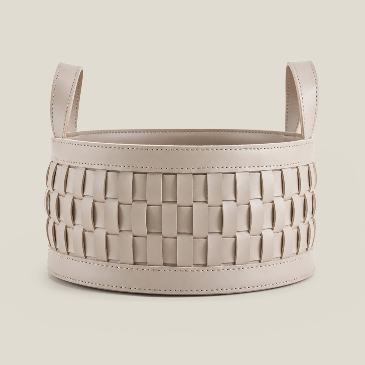 Wicker Storage Box Soiree Round Leather Basket - Daamaira Home and Living Ltd