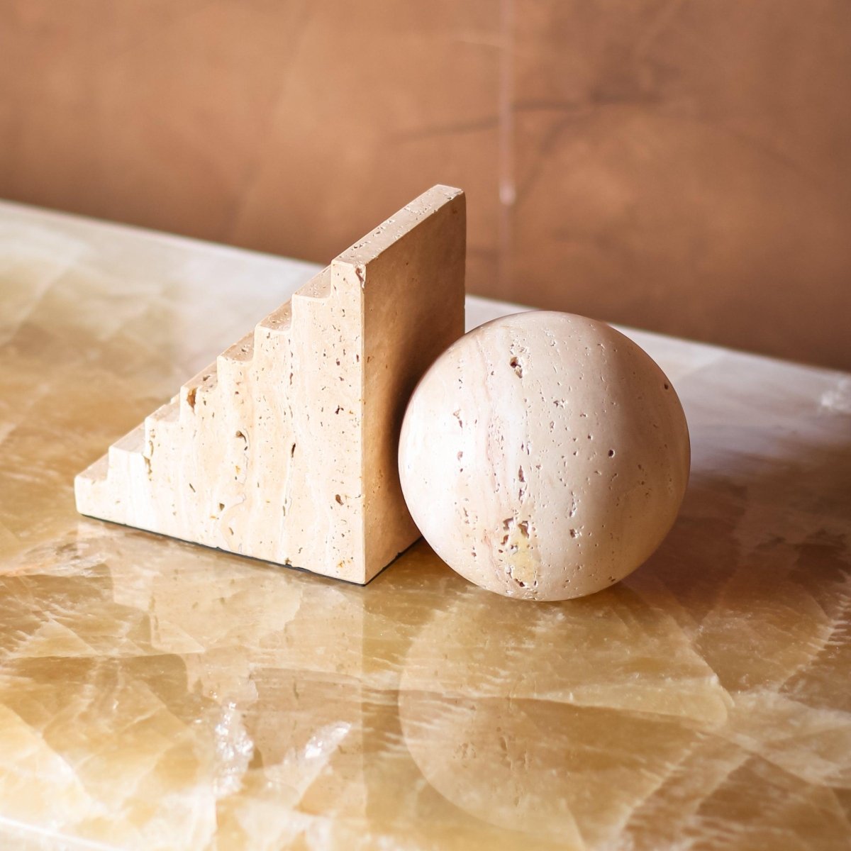Decor Objects Sphere And Stair Marble Bookend - Daamaira Home and Living Ltd