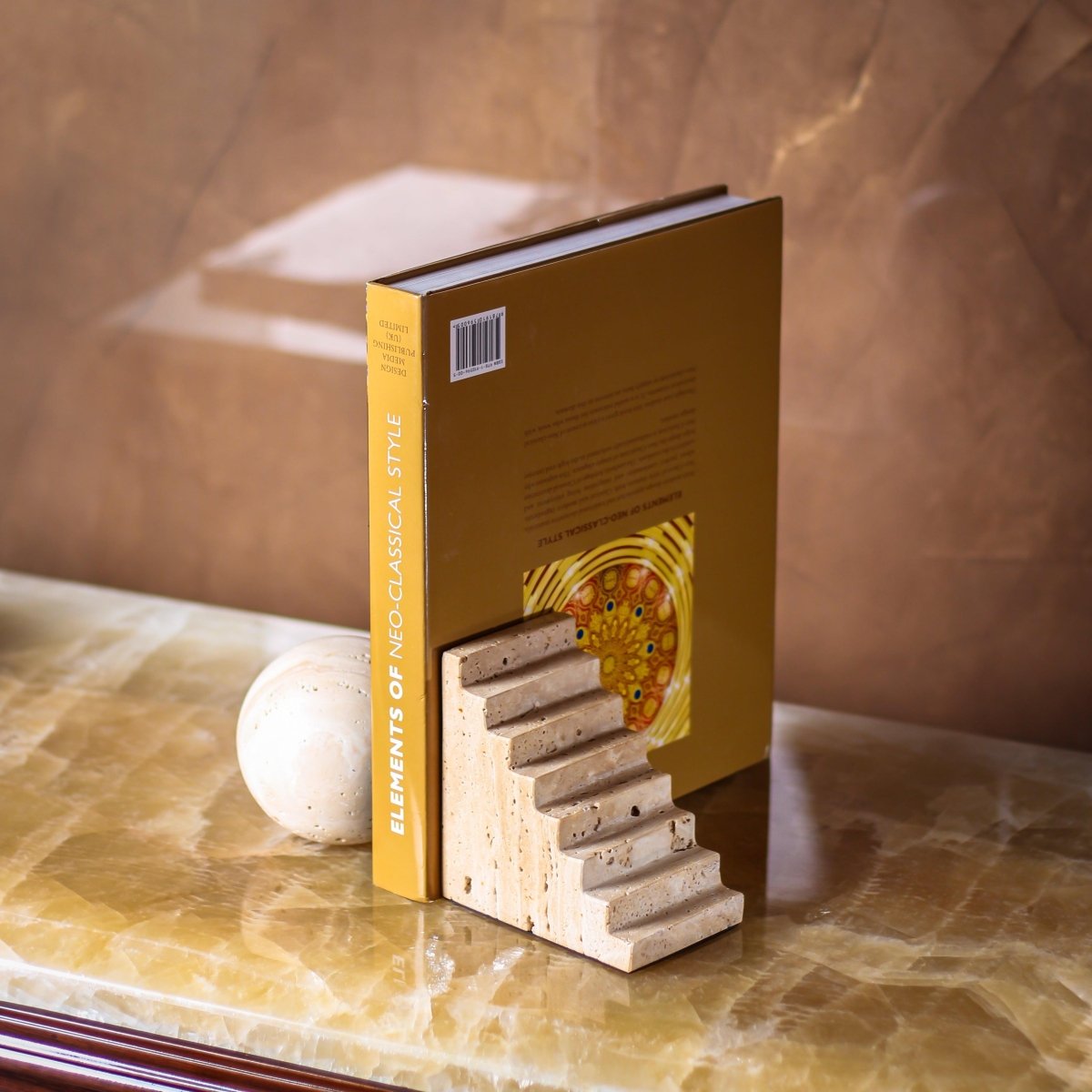 Decor Objects Sphere And Stair Marble Bookend - Daamaira Home and Living Ltd