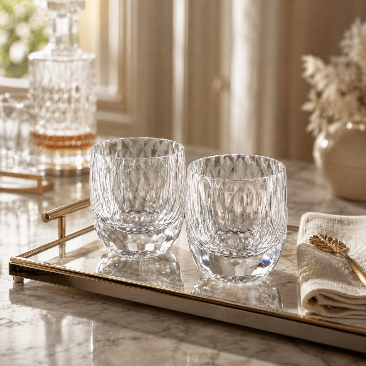 Drinking Glasses The Diamond Glass Set Of 2 - Daamaira Home and Living Ltd
