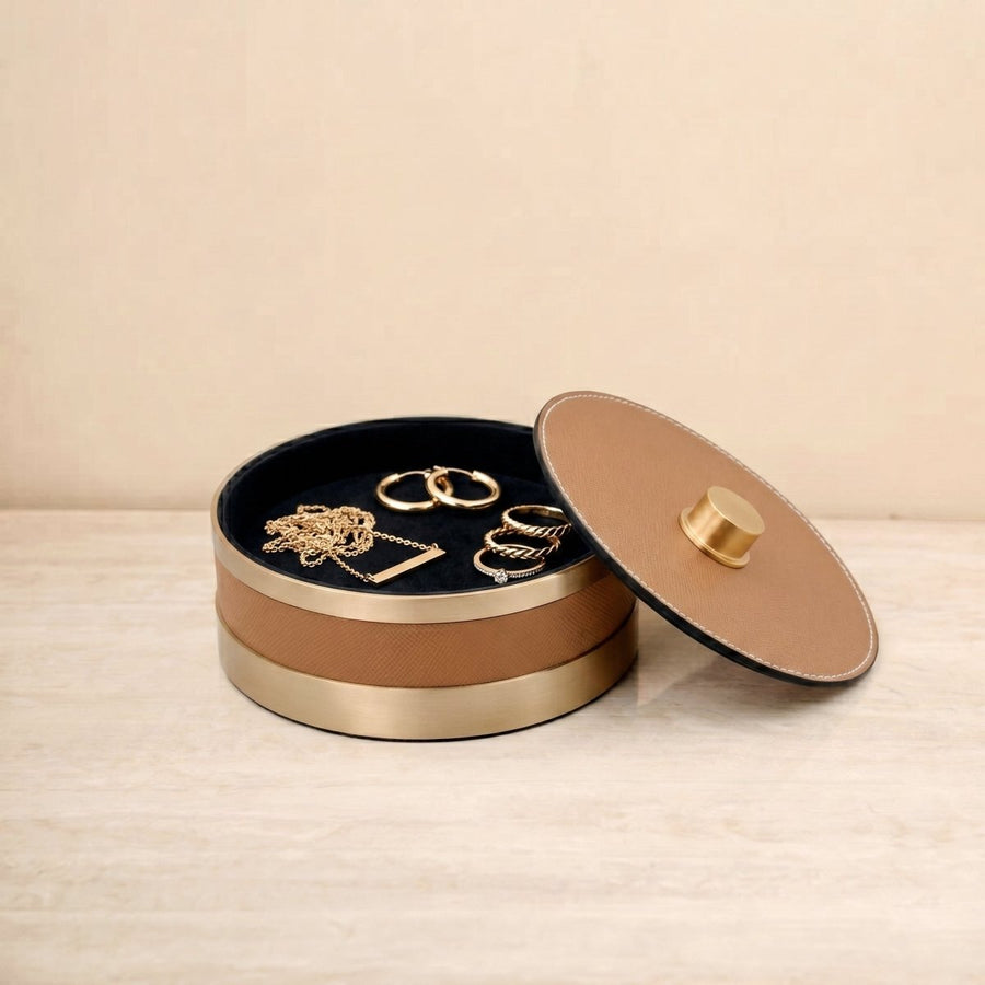 The Everyday Storage Box - Brown & Antique Brass Small