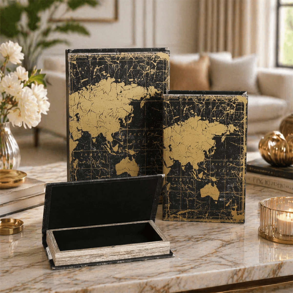 Sculptures & Figurines The Global Book Box set of 3 - Daamaira Home and Living Ltd