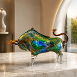 Murano Glass Blue Bull Sculpture — view 5