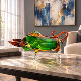 Murano Glass Green Bull Sculpture — view 4