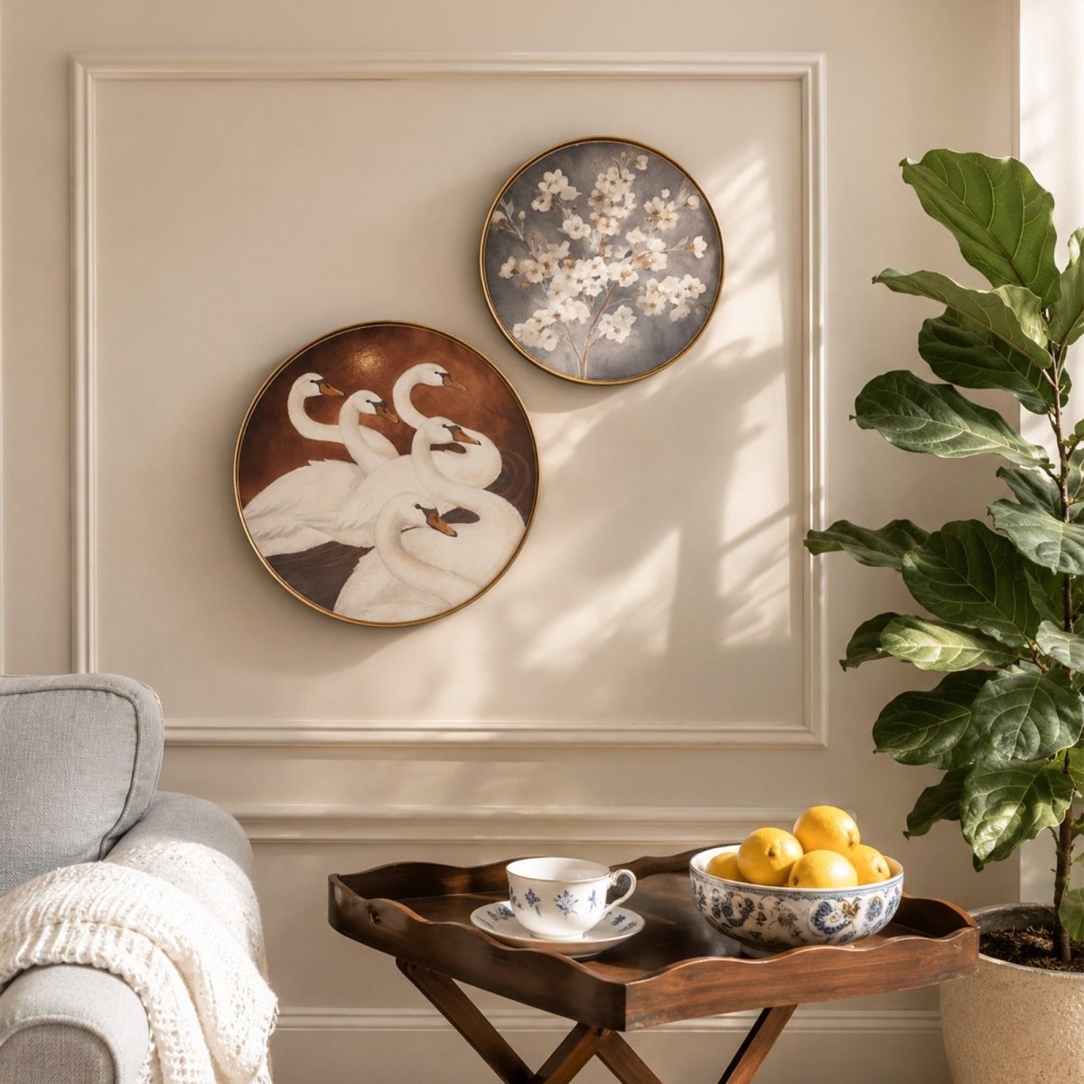Sculptures & Figurines The Swans Wall Art (Set of 2) - Daamaira Home and Living Ltd