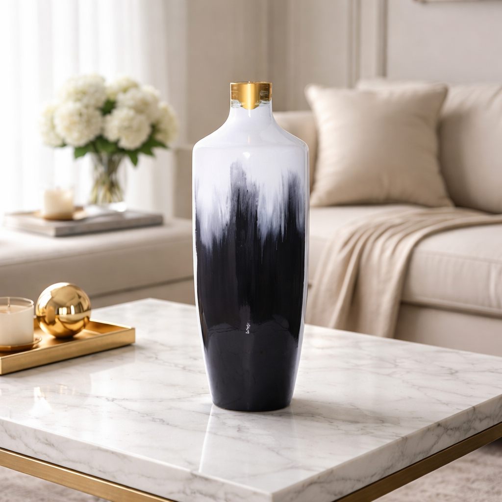 Wooden Horizon Short Vase